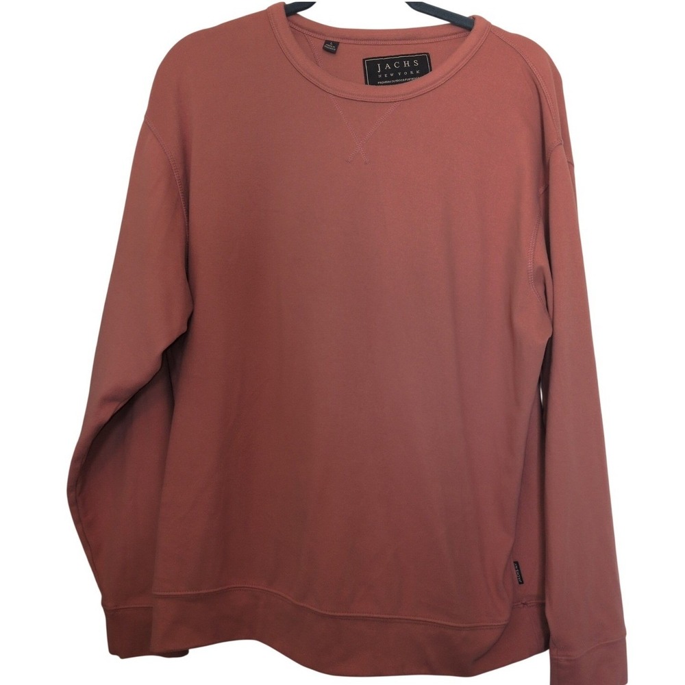 Jachs New York Soft Fleece Sweatshirt Men's Large Burnt Orange Crewneck Long